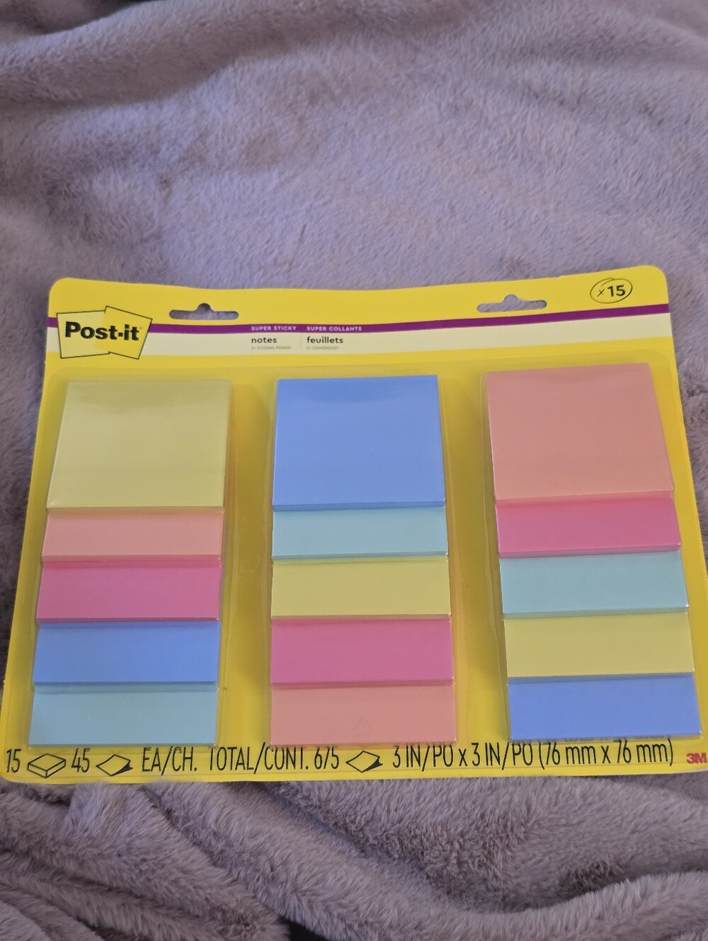 Post-it Colorful Sticky Notes Pack of 15 - Pastel Multi